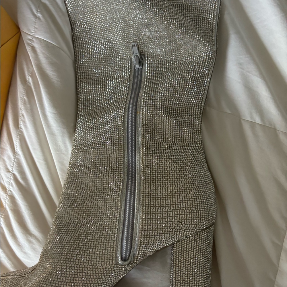 Silver Rhinestone tall boots